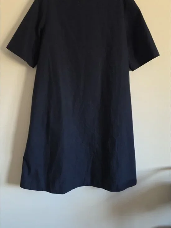 COS | V-neck Poplin Dress Side Ties Navy Sz 8 - Picture 6 of 6